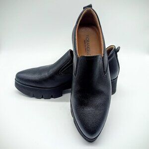 Fiorangelo Black Italian Leather Chunky Slip-On Loafers